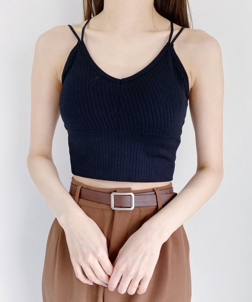 CLEA（クレア）の「カップ付きバッククロスブラトップ（キャミソール・レディース・ホワイト/ブラック/ブラウン/チャコールグレー・FREE）」の12枚目の写真