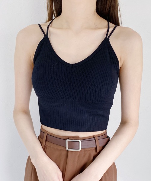 CLEA（クレア）の「カップ付きバッククロスブラトップ（キャミソール・レディース・ホワイト/ブラック/ブラウン/チャコールグレー・FREE）」の14枚目の写真