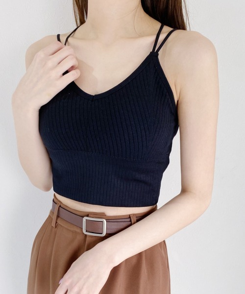 CLEA（クレア）の「カップ付きバッククロスブラトップ（キャミソール・レディース・ホワイト/ブラック/ブラウン/チャコールグレー・FREE）」の9枚目の写真