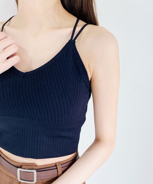 CLEA（クレア）の「カップ付きバッククロスブラトップ（キャミソール・レディース・ホワイト/ブラック/ブラウン/チャコールグレー・FREE）」の6枚目の写真