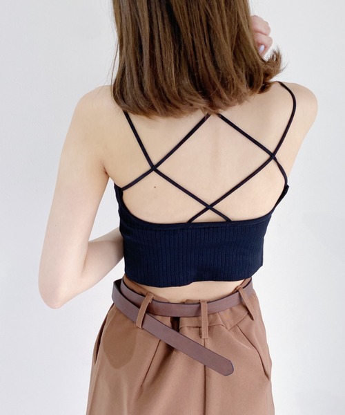 CLEA（クレア）の「カップ付きバッククロスブラトップ（キャミソール・レディース・ホワイト/ブラック/ブラウン/チャコールグレー・FREE）」の18枚目の写真