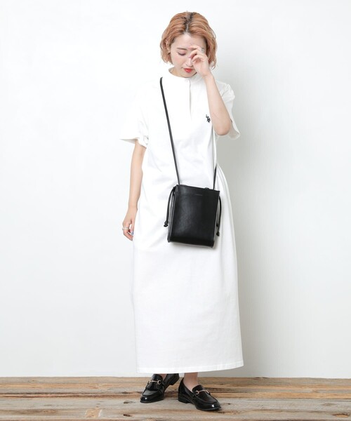 FREAK'S STORE（フリークスストア）の「▽【WEB限定】U.S. POLO ASSN./ユーエスポロアッスン　別注ラガーシャツワンピース（ワンピース・レディース・ベージュ/グリーン/ラベンダー/ブラック/ネイビー/ブルーグリーン/ホワイト/ネイビー×ホワイト/ブラック×ベージュ/ネイビー系・ﾌﾘ-）」の11枚目の写真