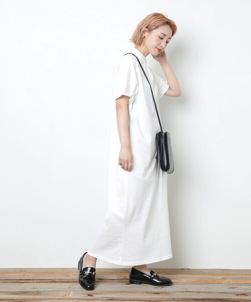 FREAK'S STORE（フリークスストア）の「▽【WEB限定】U.S. POLO ASSN./ユーエスポロアッスン　別注ラガーシャツワンピース（ワンピース・レディース・ベージュ/グリーン/ラベンダー/ブラック/ネイビー/ブルーグリーン/ホワイト/ネイビー×ホワイト/ブラック×ベージュ/ネイビー系・ﾌﾘ-）」の13枚目の写真