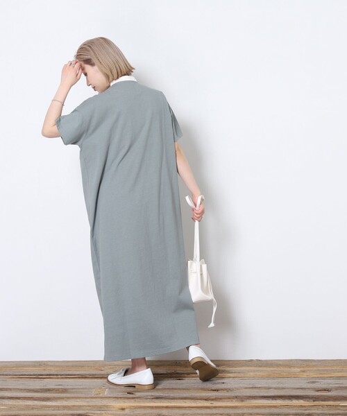 FREAK'S STORE（フリークスストア）の「▽【WEB限定】U.S. POLO ASSN./ユーエスポロアッスン　別注ラガーシャツワンピース（ワンピース・レディース・ベージュ/グリーン/ラベンダー/ブラック/ネイビー/ブルーグリーン/ホワイト/ネイビー×ホワイト/ブラック×ベージュ/ネイビー系・ﾌﾘ-）」の19枚目の写真