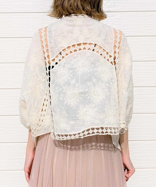 Q（キュー）の「レーシーカーディガン（カーディガン/ボレロ・レディース・アイボリー・MEDIUM）」の4枚目の写真