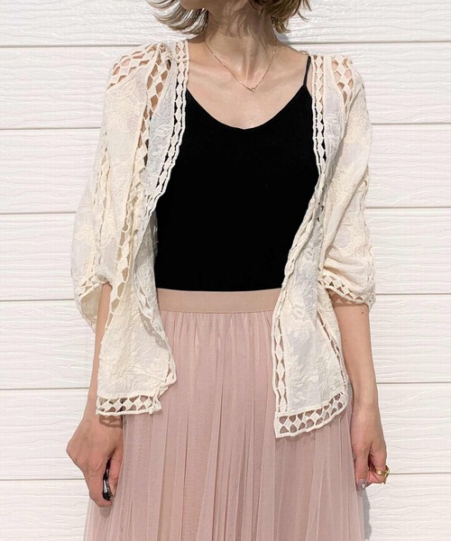 Q（キュー）の「レーシーカーディガン（カーディガン/ボレロ・レディース・アイボリー・MEDIUM）」の2枚目の写真