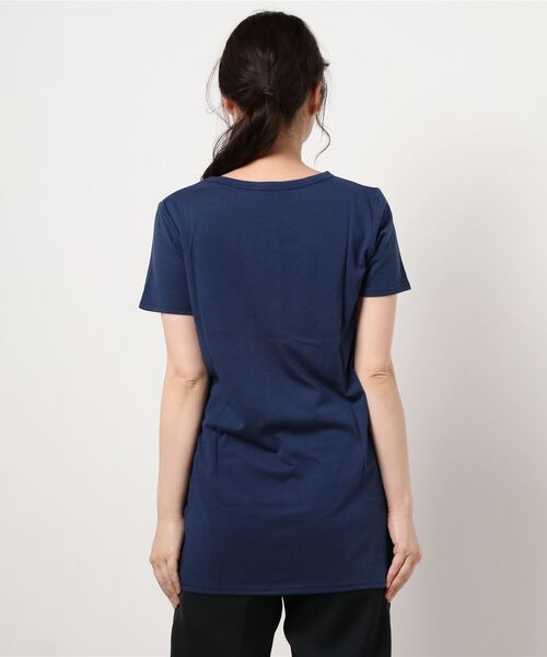 VIBGYOR Women（ヴィブジョー　ウィメン）の「AC　ﾌﾗﾜｰﾛｺﾞT(AB)（Tシャツ/カットソー・レディース・ホワイト/ネイビー/グレー/ピンク・MEDIUM/LARGE）」の6枚目の写真