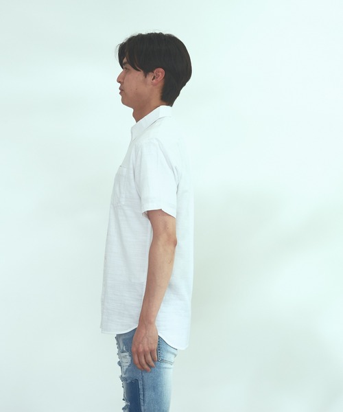 Blue Standard (ブルースタンダード)の「【BLUE STANDARD】しゃり感 涼しい フレンチオーガニックリネンミックス刷毛目半袖シャツ(シャツ/ブラウス・メンズ・ホワイト/グレー/サックスブルー/ブルー・MEDIUM/LARGE/X-LARGE)」の20枚目の写真