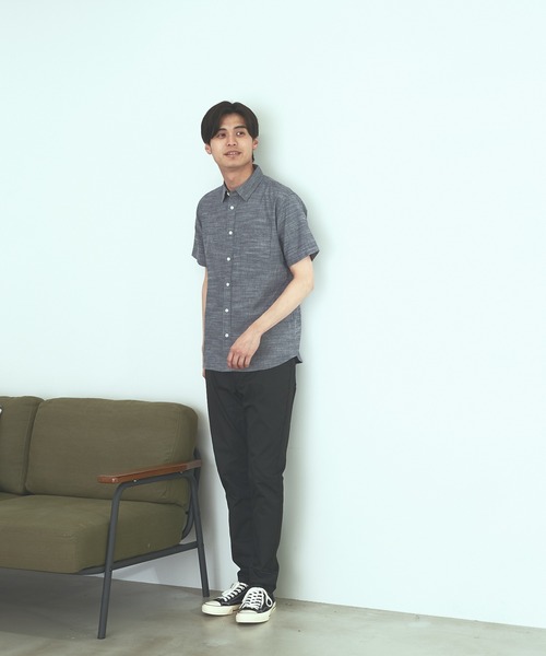 Blue Standard (ブルースタンダード)の「【BLUE STANDARD】しゃり感 涼しい フレンチオーガニックリネンミックス刷毛目半袖シャツ(シャツ/ブラウス・メンズ・ホワイト/グレー/サックスブルー/ブルー・MEDIUM/LARGE/X-LARGE)」の21枚目の写真