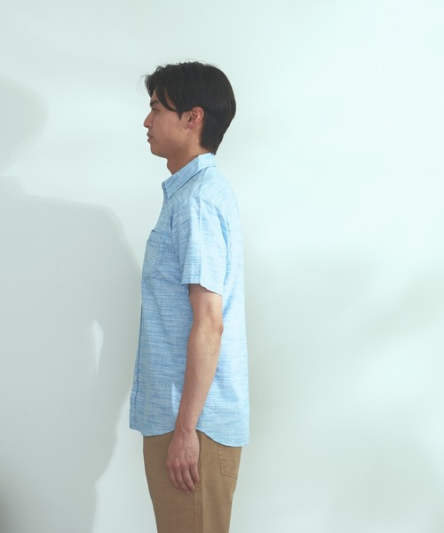 Blue Standard (ブルースタンダード)の「【BLUE STANDARD】しゃり感 涼しい フレンチオーガニックリネンミックス刷毛目半袖シャツ(シャツ/ブラウス・メンズ・ホワイト/グレー/サックスブルー/ブルー・MEDIUM/LARGE/X-LARGE)」の16枚目の写真