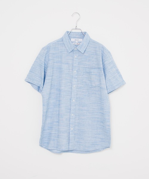 Blue Standard (ブルースタンダード)の「【BLUE STANDARD】しゃり感 涼しい フレンチオーガニックリネンミックス刷毛目半袖シャツ(シャツ/ブラウス・メンズ・ホワイト/グレー/サックスブルー/ブルー・MEDIUM/LARGE/X-LARGE)」の18枚目の写真