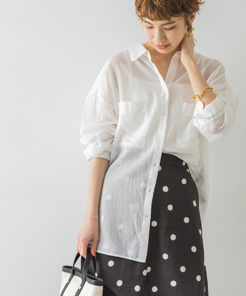 URBAN RESEARCH（アーバンリサーチ）の「コットンボイルオーバーシャツ（シャツ/ブラウス・レディース・オフホワイト/マスタード/チャコールグレー・FREE）」の4枚目の写真