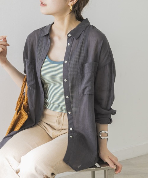 URBAN RESEARCH（アーバンリサーチ）の「コットンボイルオーバーシャツ（シャツ/ブラウス・レディース・オフホワイト/マスタード/チャコールグレー・FREE）」の8枚目の写真