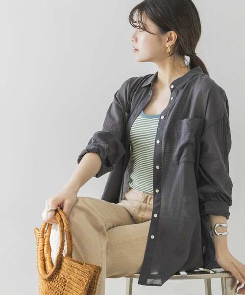 URBAN RESEARCH（アーバンリサーチ）の「コットンボイルオーバーシャツ（シャツ/ブラウス・レディース・オフホワイト/マスタード/チャコールグレー・FREE）」の9枚目の写真