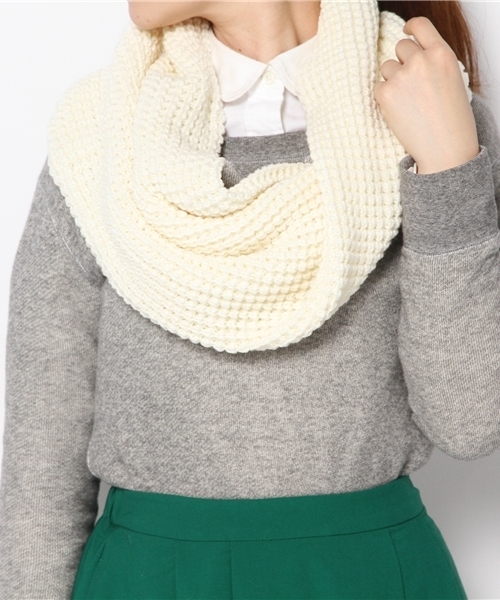 CIAOPANIC（チャオパニック）の「【Ciaopanic】ニットスヌード（ストール/ショール・レディース・ネイビー/ホワイト/ベージュ・FREE）」の6枚目の写真