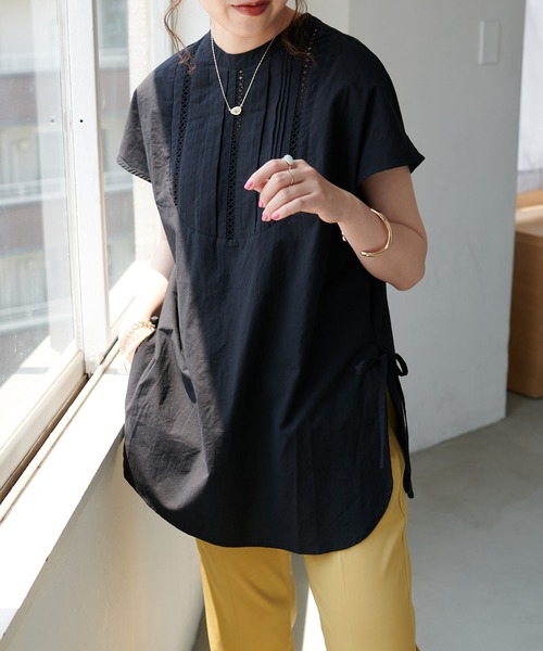 DISCOAT（ディスコート）の「【前後2WAY】ピンタックハシゴレースブラウス（シャツ/ブラウス・レディース・オフホワイト/ブラック/ピンク・FREE）」の22枚目の写真