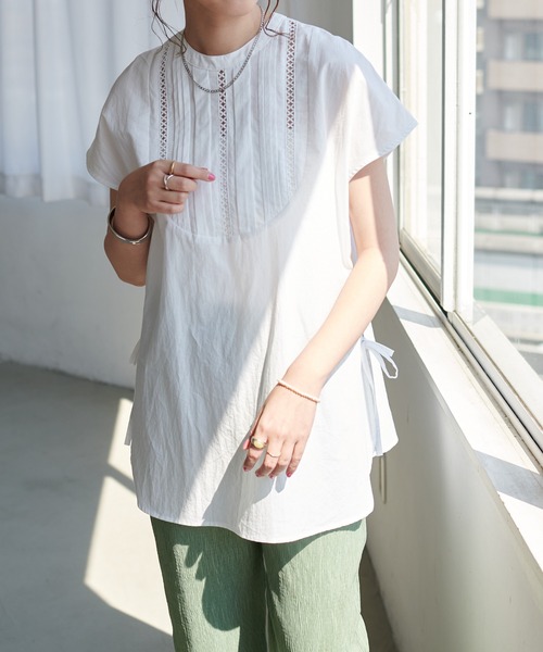 DISCOAT（ディスコート）の「【前後2WAY】ピンタックハシゴレースブラウス（シャツ/ブラウス・レディース・オフホワイト/ブラック/ピンク・FREE）」の9枚目の写真