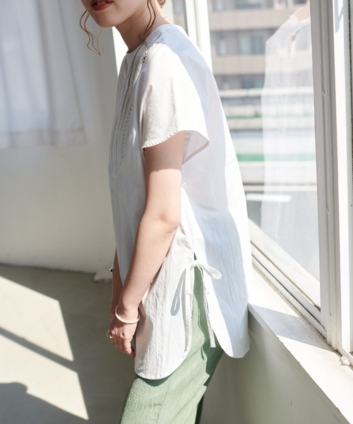 DISCOAT（ディスコート）の「【前後2WAY】ピンタックハシゴレースブラウス（シャツ/ブラウス・レディース・オフホワイト/ブラック/ピンク・FREE）」の10枚目の写真