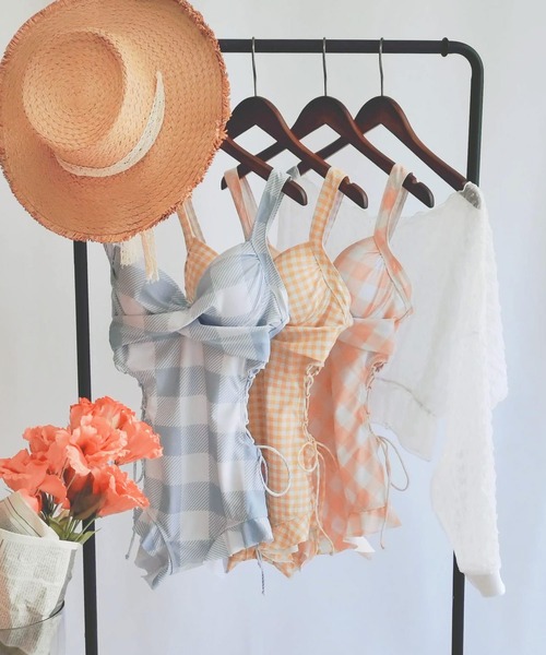 CanCam掲載】水着 レディース 体型カバー トップス付き サイドレース