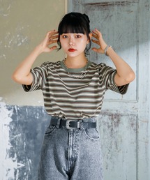 Adoon plain（アドーンプレーン）の「【神シルエット！】ボーダーTシャツ（Tシャツ/カットソー）」