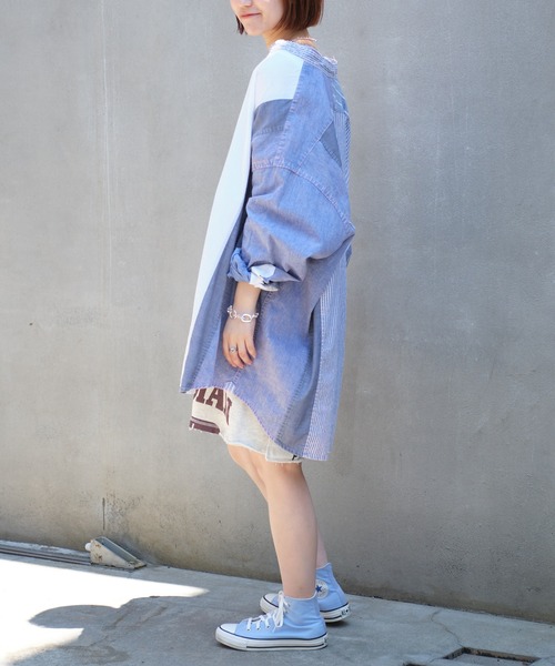 CIAOPANIC TYPY（チャオパニックティピー）の「【etsinta/エシンタ】リネン混ビンテージストライプシャツ（シャツ/ブラウス・レディース・ブルー・ONE SIZE）」の7枚目の写真