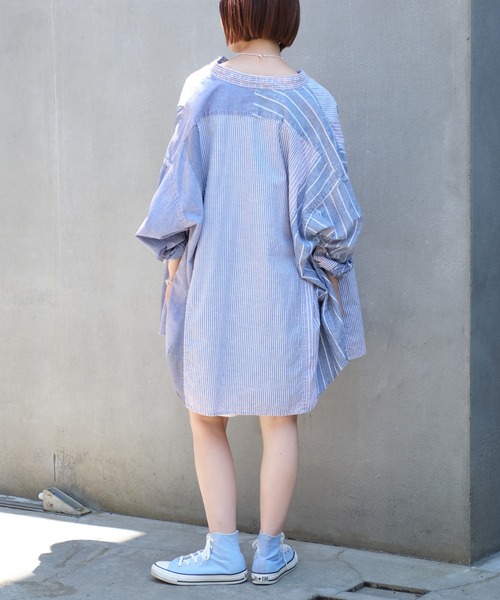 CIAOPANIC TYPY（チャオパニックティピー）の「【etsinta/エシンタ】リネン混ビンテージストライプシャツ（シャツ/ブラウス・レディース・ブルー・ONE SIZE）」の8枚目の写真