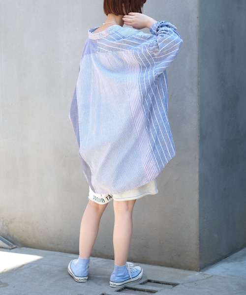 CIAOPANIC TYPY（チャオパニックティピー）の「【etsinta/エシンタ】リネン混ビンテージストライプシャツ（シャツ/ブラウス・レディース・ブルー・ONE SIZE）」の9枚目の写真