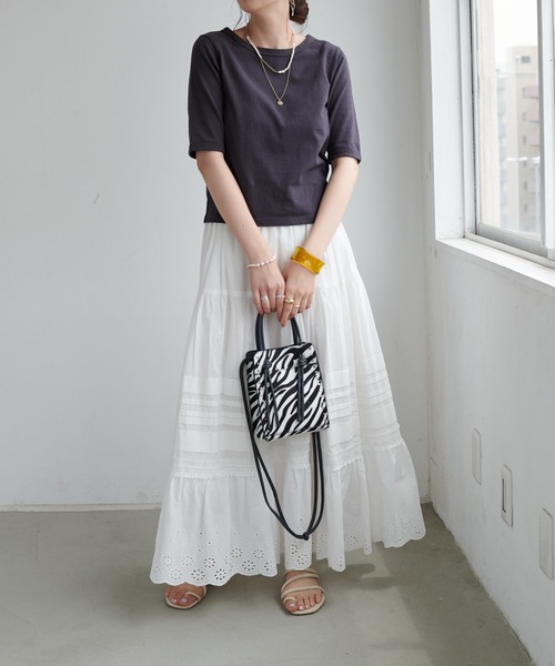 DISCOAT(ディスコート)の「USコットンショートTシャツ(Tシャツ/カットソー・レディース・チャコールグレー/ベージュ/オフホワイト/グリーン・FREE)」の10枚目の写真