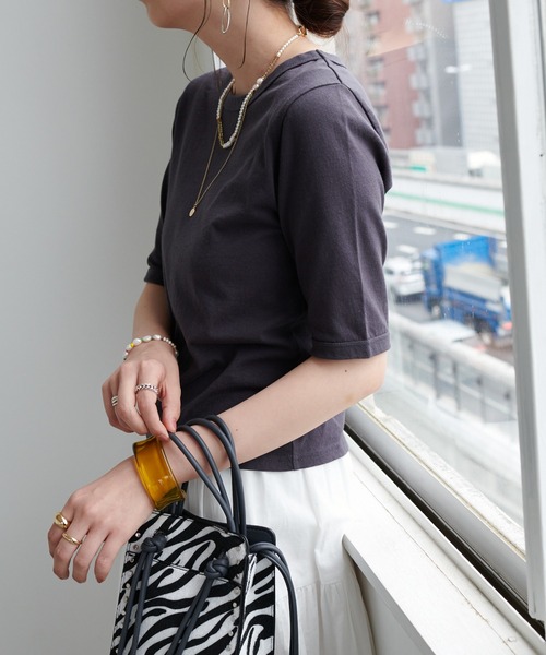 DISCOAT(ディスコート)の「USコットンショートTシャツ(Tシャツ/カットソー・レディース・チャコールグレー/ベージュ/オフホワイト/グリーン・FREE)」の13枚目の写真