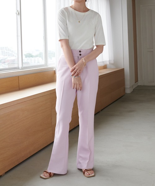 DISCOAT(ディスコート)の「USコットンショートTシャツ(Tシャツ/カットソー・レディース・チャコールグレー/ベージュ/オフホワイト/グリーン・FREE)」の5枚目の写真