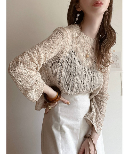 ISOOK(アイスー)の「Cafe color knit / カフェカラーニット(meg select)(ニット/セーター・レディース・ブラウン/ベージュ/モカ・FREE)」の3枚目の写真