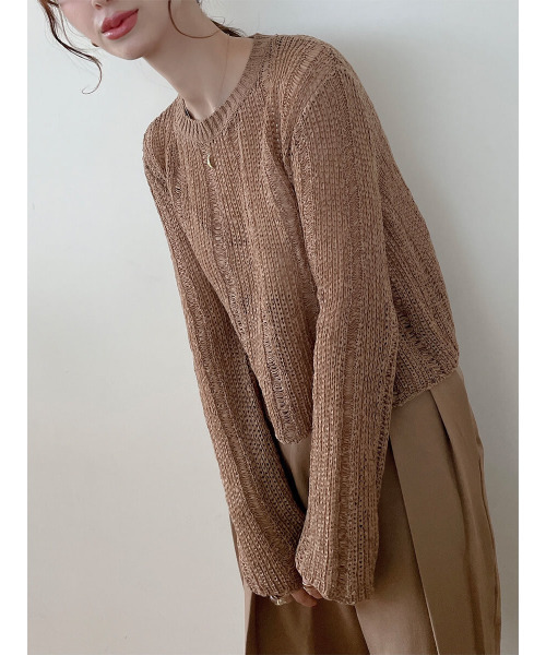 ISOOK(アイスー)の「Cafe color knit / カフェカラーニット(meg select)(ニット/セーター・レディース・ブラウン/ベージュ/モカ・FREE)」の1枚目の写真