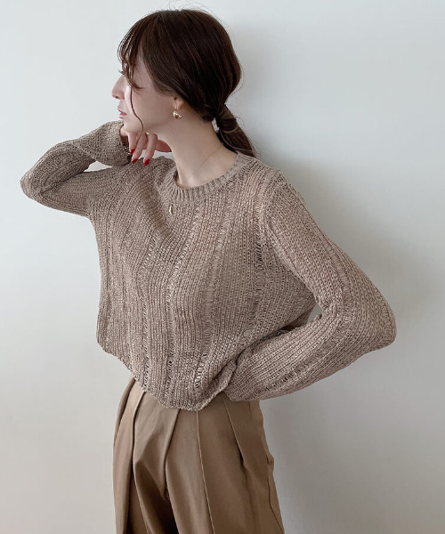 ISOOK(アイスー)の「Cafe color knit / カフェカラーニット(meg select)(ニット/セーター・レディース・ブラウン/ベージュ/モカ・FREE)」の2枚目の写真