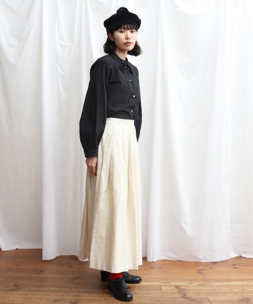 Lene（レネ）の「ミクロモールスキン　タックスカート（スカート・レディース・ネイビー/アイボリー・FREE）」の20枚目の写真