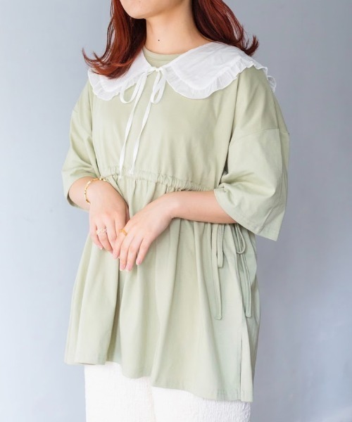 nemne store(ネンネストア)の「お月様とサイドリボンチュニック(チュニック・レディース・オフホワイト/ミント/ブルー・フリー)」の1枚目の写真