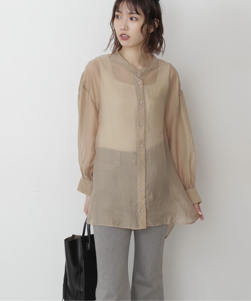 FREE'S MART（フリーズマート）の「◆シースルーバンドカラーシャツ（シャツ/ブラウス・レディース・ホワイト/ベージュ/グリーン・FREE）」の11枚目の写真