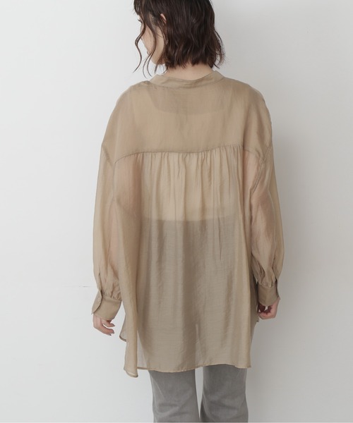 FREE'S MART（フリーズマート）の「◆シースルーバンドカラーシャツ（シャツ/ブラウス・レディース・ホワイト/ベージュ/グリーン・FREE）」の6枚目の写真