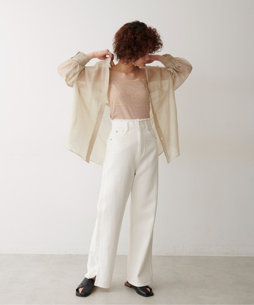 FREE'S MART（フリーズマート）の「◆シースルーバンドカラーシャツ（シャツ/ブラウス・レディース・ホワイト/ベージュ/グリーン・FREE）」の20枚目の写真