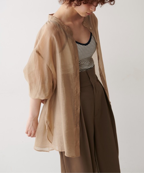 FREE'S MART（フリーズマート）の「◆シースルーバンドカラーシャツ（シャツ/ブラウス・レディース・ホワイト/ベージュ/グリーン・FREE）」の18枚目の写真