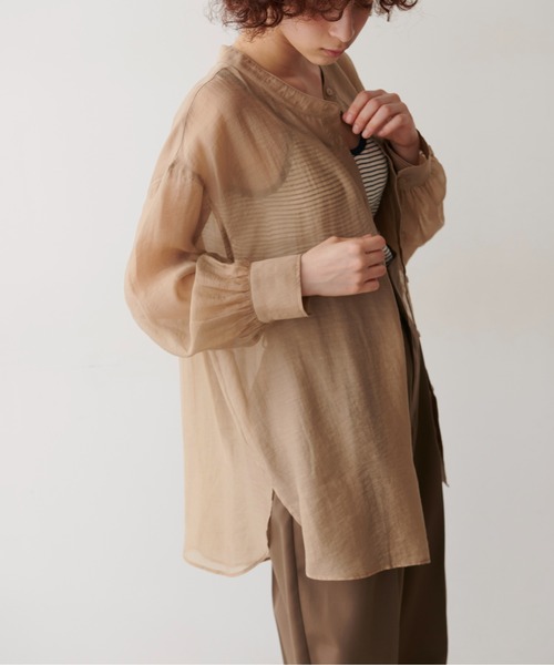 FREE'S MART（フリーズマート）の「◆シースルーバンドカラーシャツ（シャツ/ブラウス・レディース・ホワイト/ベージュ/グリーン・FREE）」の17枚目の写真