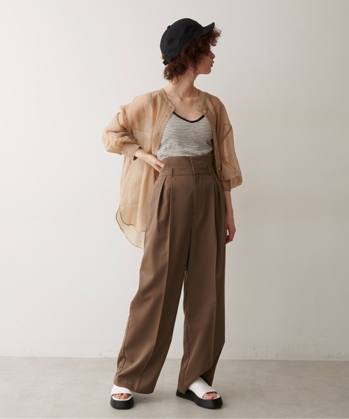 FREE'S MART（フリーズマート）の「◆シースルーバンドカラーシャツ（シャツ/ブラウス・レディース・ホワイト/ベージュ/グリーン・FREE）」の14枚目の写真