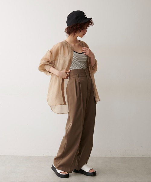 FREE'S MART（フリーズマート）の「◆シースルーバンドカラーシャツ（シャツ/ブラウス・レディース・ホワイト/ベージュ/グリーン・FREE）」の13枚目の写真