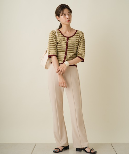 Kastane（カスタネ）の「ループヤーンマルチボーダー5分袖カーディガン（カーディガン/ボレロ・レディース・ベージュ/ブラウン/イエロー系その他/アイボリー・FREE）」の13枚目の写真