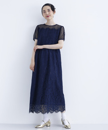 セール ブランド古着 Merlot Plus メルロープリュスのワンピース ブルー ネイビー 青色系 ドット柄 古着通販 Zozoused