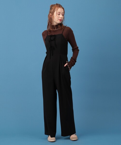 DEICY❤️リボンシャーリングサロペット　デイシー DEICY（デイシー）の「リボンシャーリングサロペットパンツ