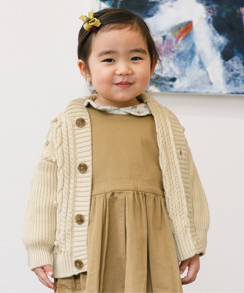 Ampersand（アンパサンド）の「Popcornニットカーディガン【親子でおそろいリンクコーデ】（カーディガン/ボレロ・キッズ・ベージュ/キャメル/グレー・100/80/90/120/110/140/70/130）」の3枚目の写真