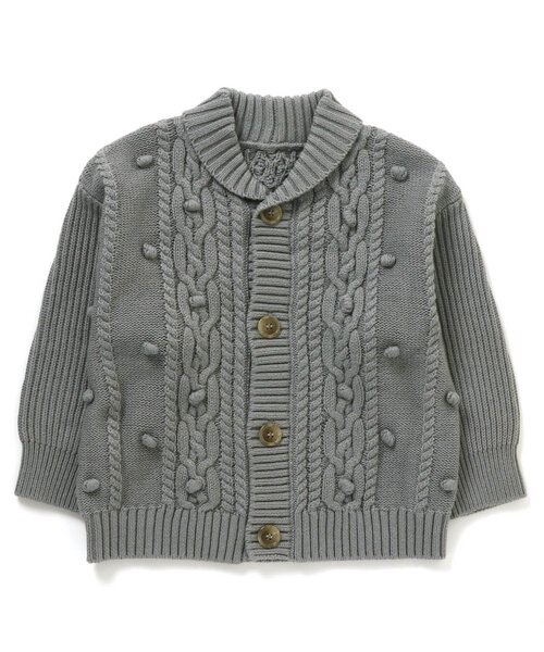 Ampersand（アンパサンド）の「Popcornニットカーディガン【親子でおそろいリンクコーデ】（カーディガン/ボレロ・キッズ・ベージュ/キャメル/グレー・100/80/90/120/110/140/70/130）」の2枚目の写真