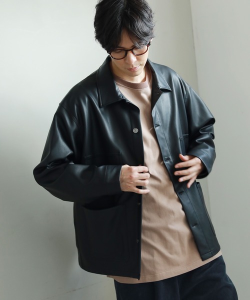 LAKOLE（ラコレ）の「フェイクレザーカバーオール / 228847