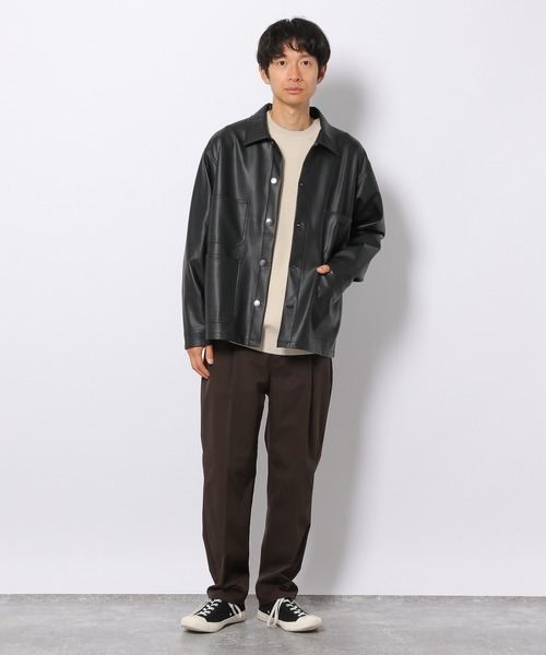 LAKOLE(ラコレ)の「フェイクレザーカバーオール / 228847 LAKOLE(ラコレ)の「フェイクレザーカバーオール / 228847