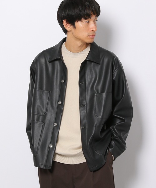 LAKOLE（ラコレ）の「フェイクレザーカバーオール / 228847